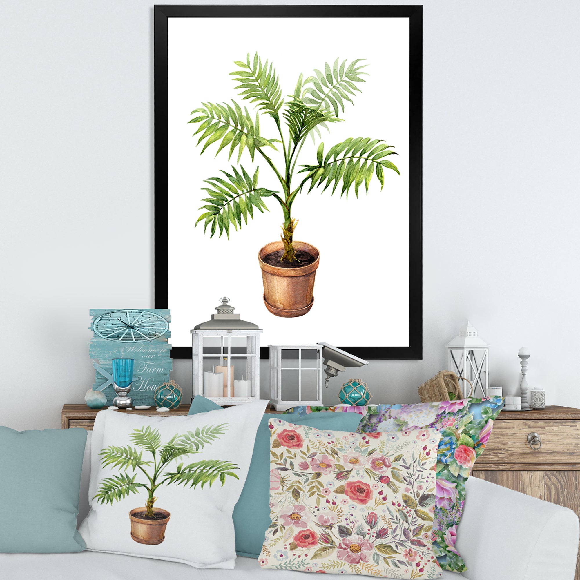 Palm In Clay Flowerpot
