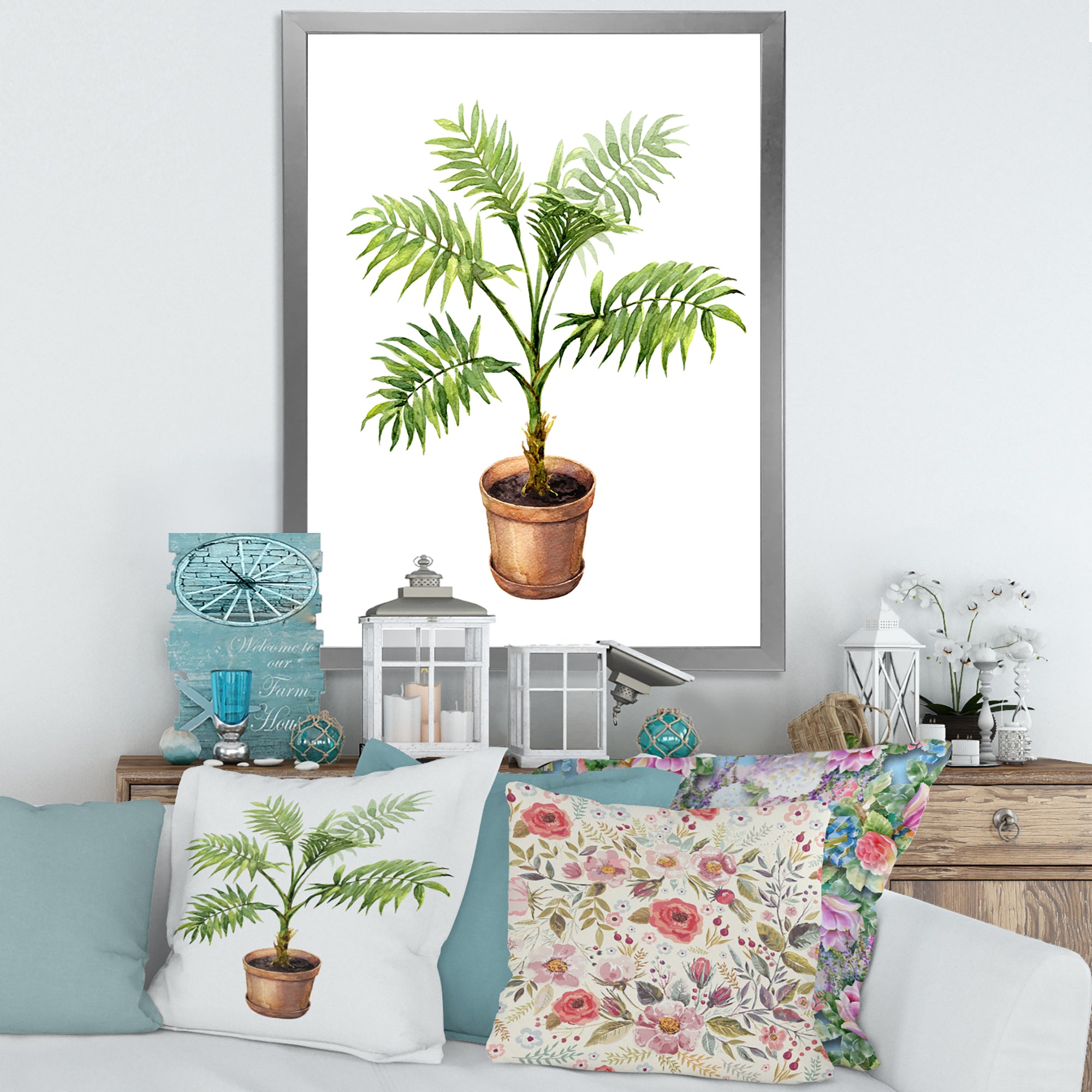 Palm In Clay Flowerpot