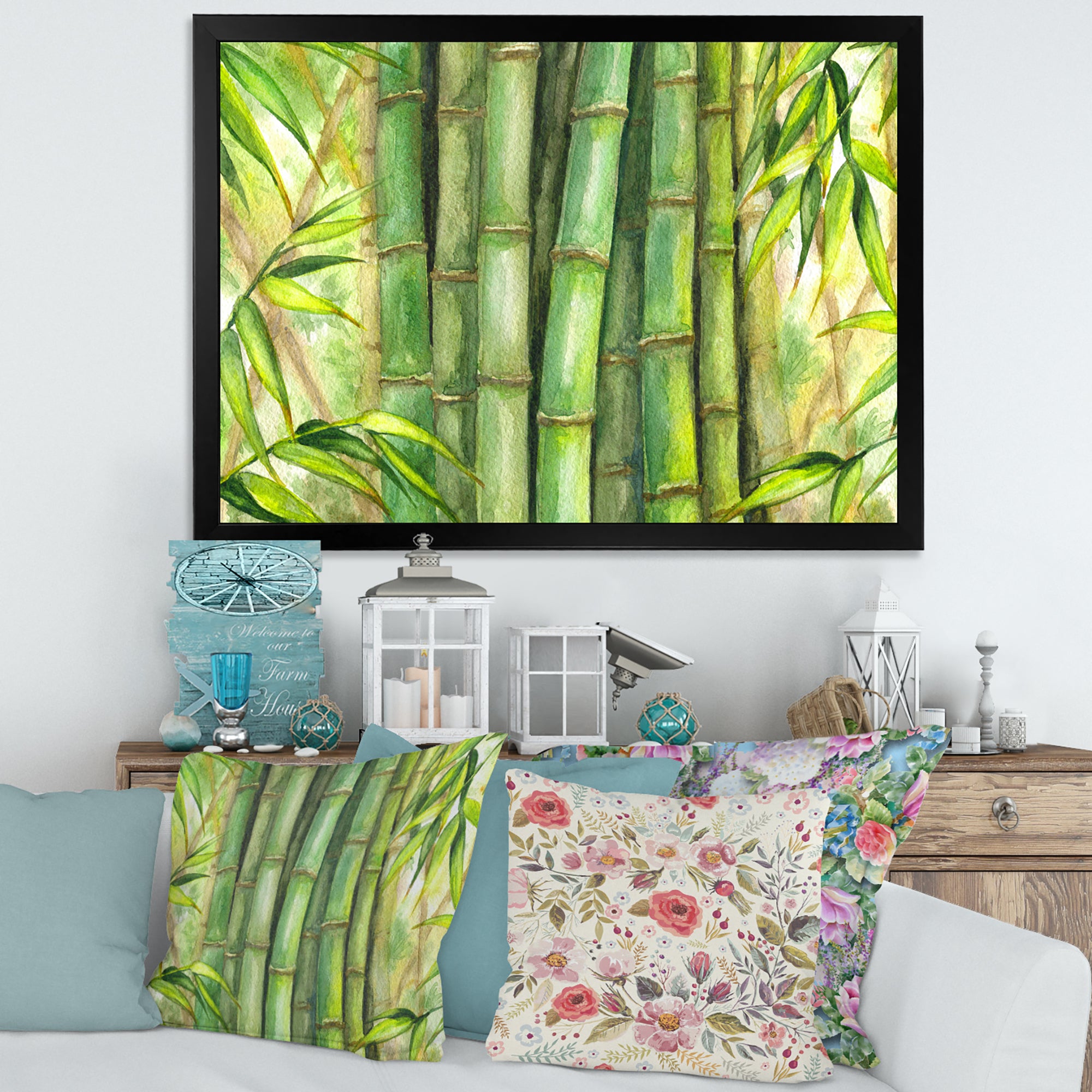 Bright Green Bamboo Stems