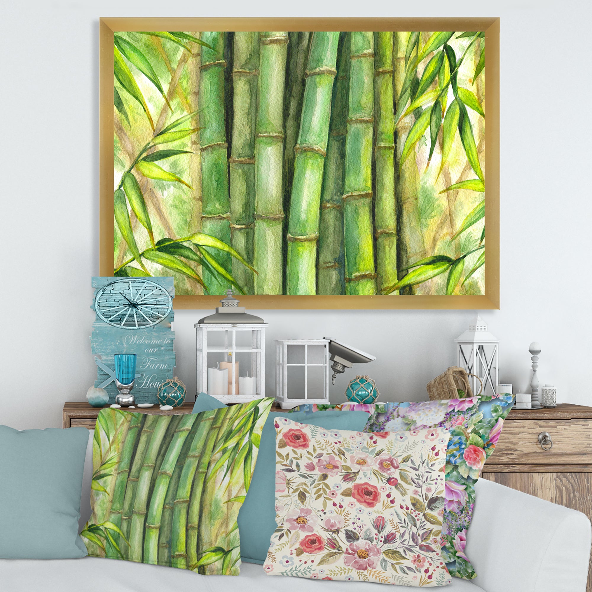 Bright Green Bamboo Stems