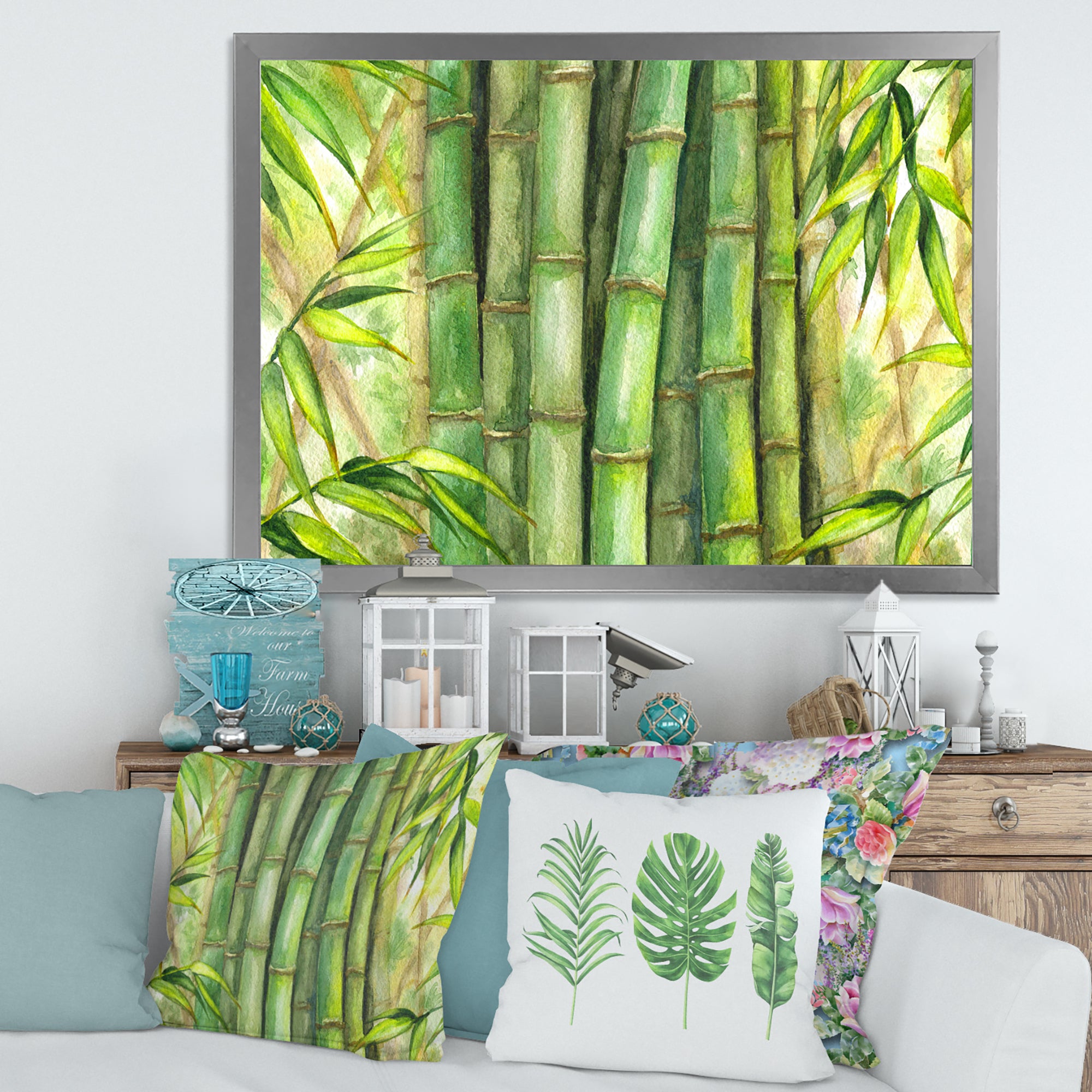 Bright Green Bamboo Stems