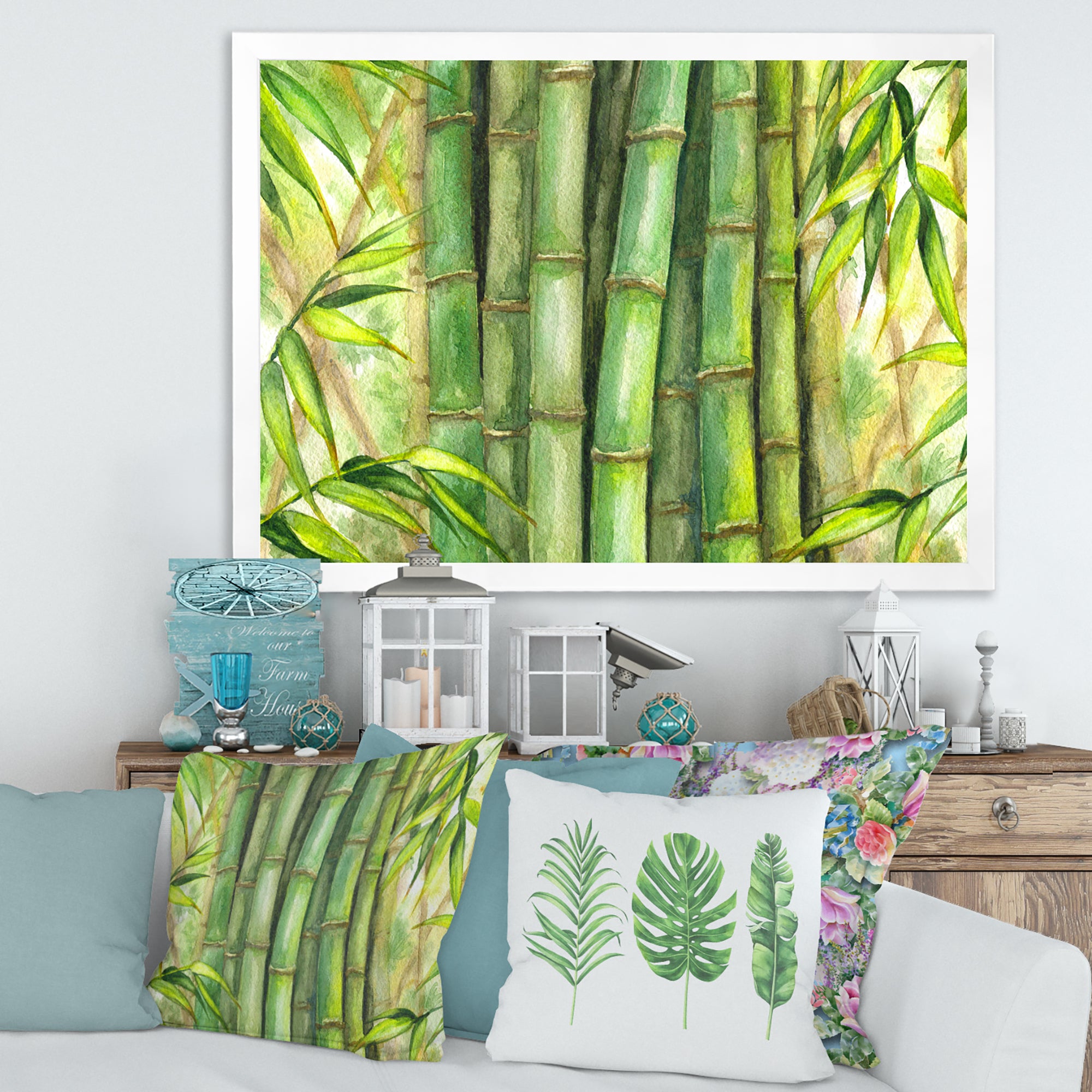 Bright Green Bamboo Stems