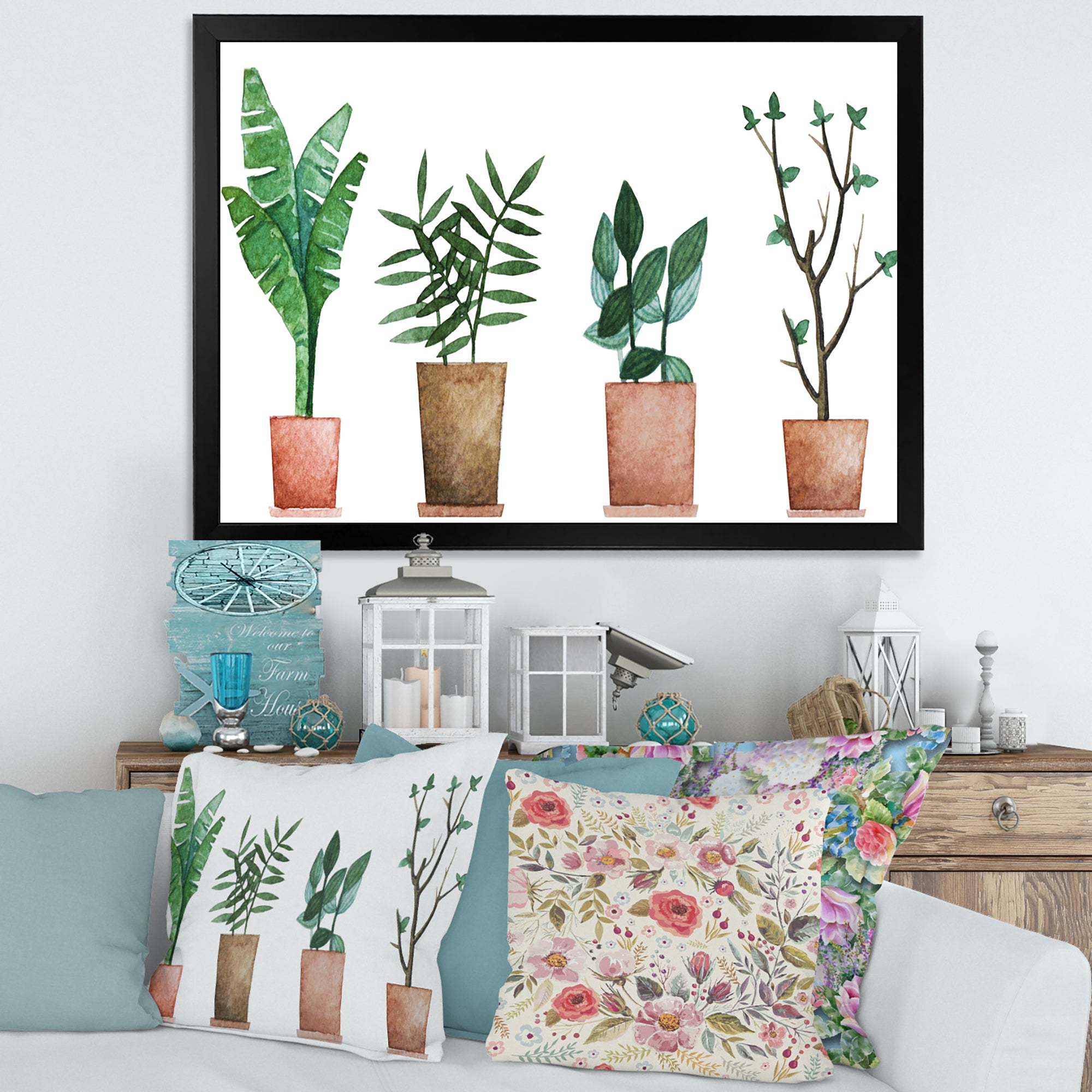 Duo of Potted Flowers House Plants