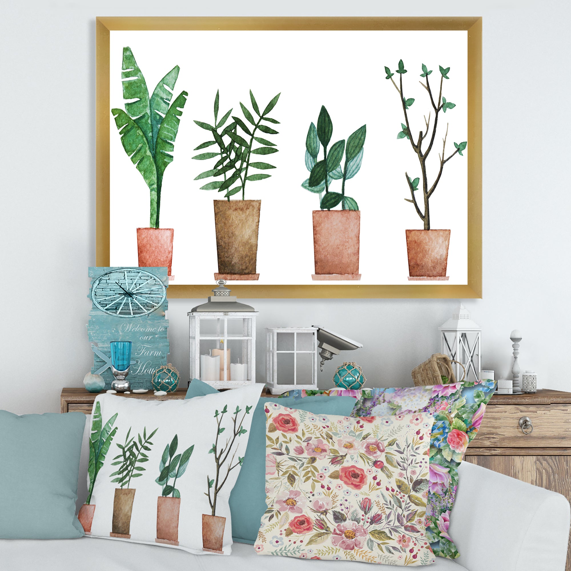 Duo of Potted Flowers House Plants