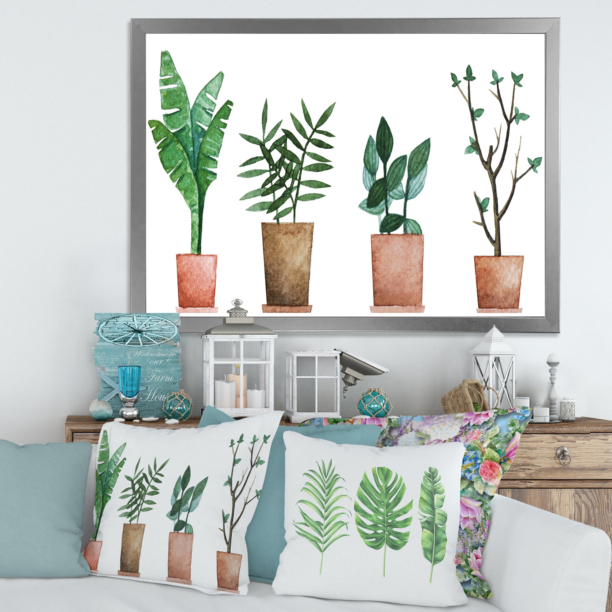 Duo of Potted Flowers House Plants