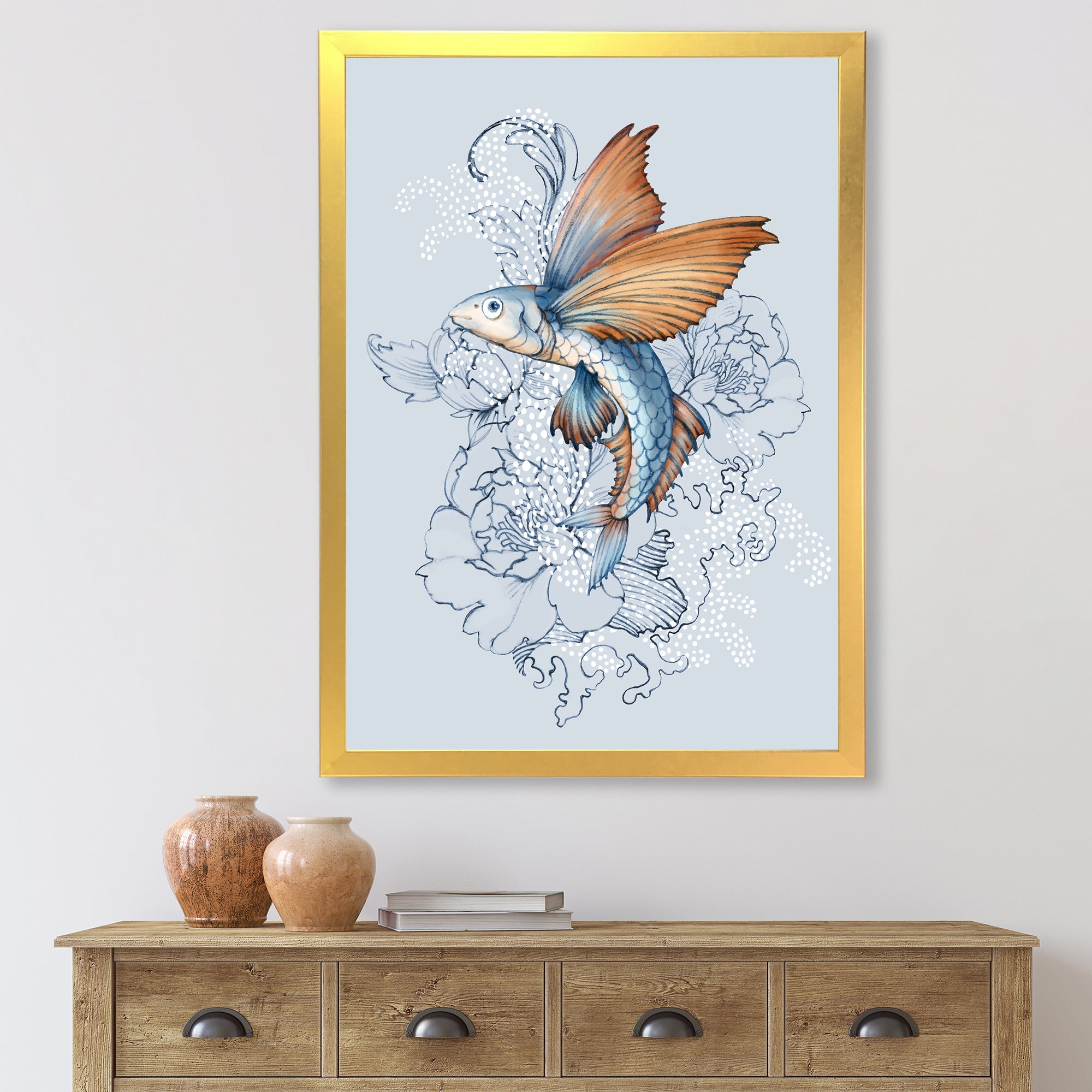 Flying Fish On Peonies