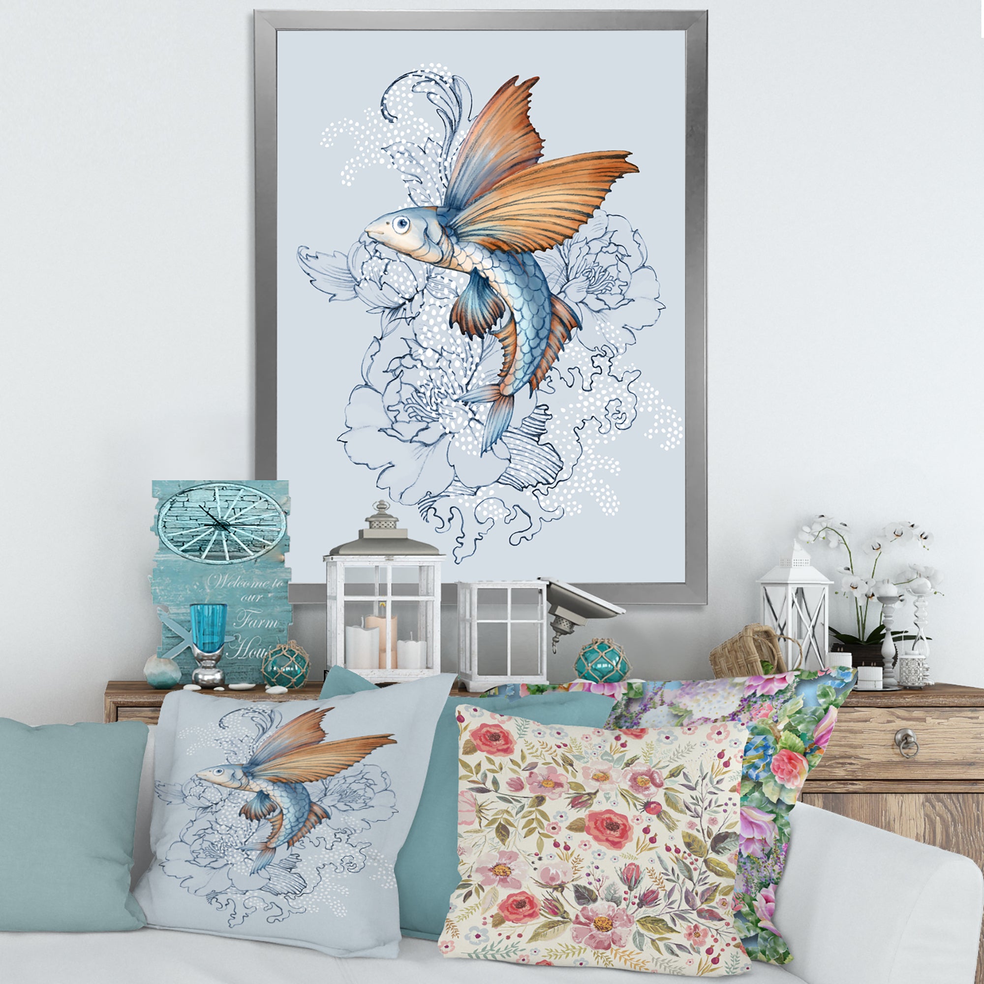 Flying Fish On Peonies