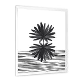 Black and White Tropical Leaf On Striped II