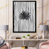 Black and White Tropical Leaf On Striped III