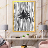 Black and White Tropical Leaf On Striped III