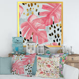 Pink Colored Monstera On Rough Brush Strokes II