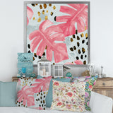 Pink Colored Monstera On Rough Brush Strokes II