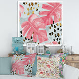 Pink Colored Monstera On Rough Brush Strokes II