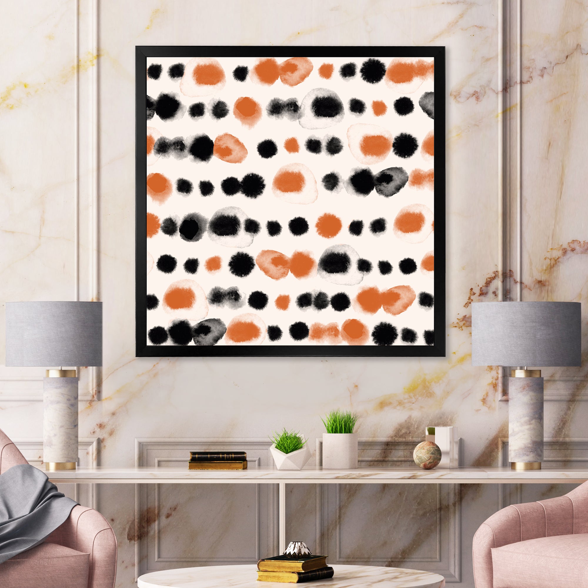Black and Orange Polka Dots