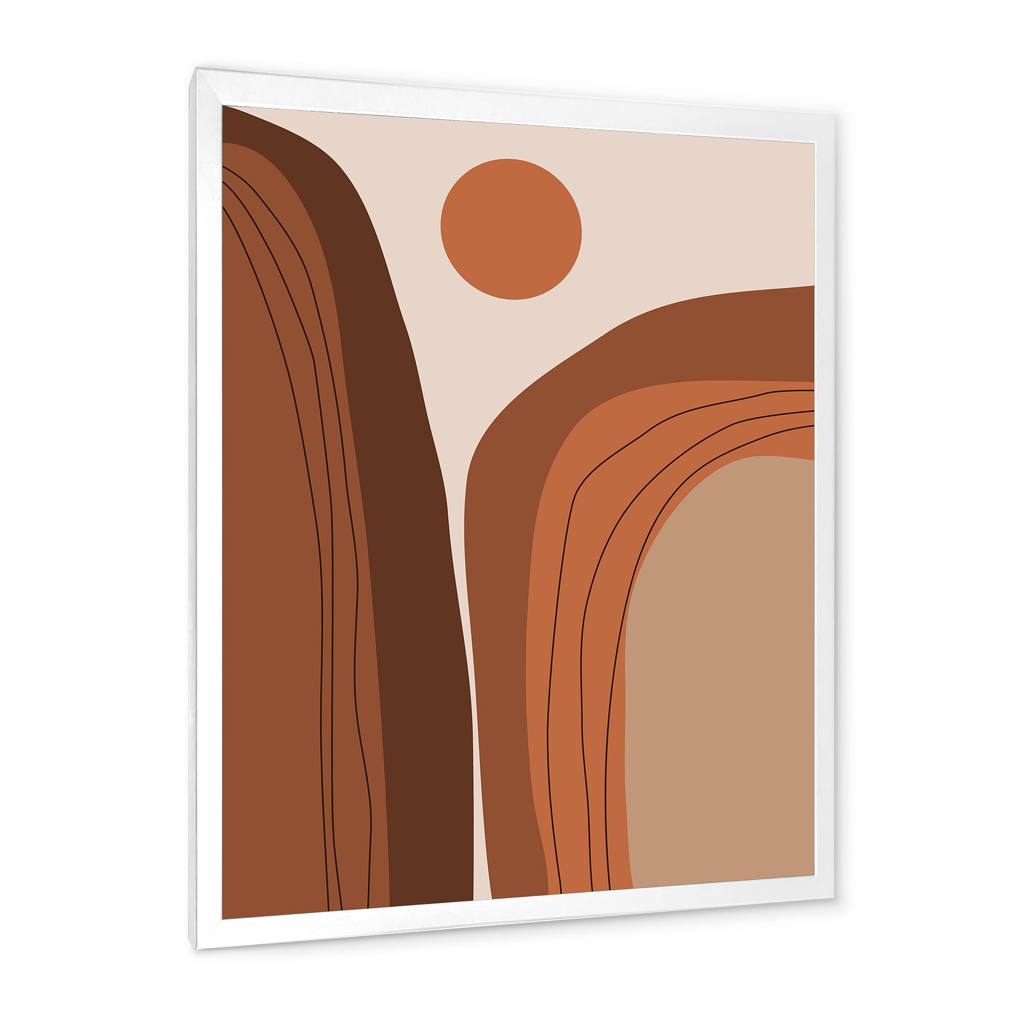 Abstract Terracotta Sunset Mountain Landscape