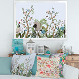 Border With Cranes & Peonies In Chinoiserie Style