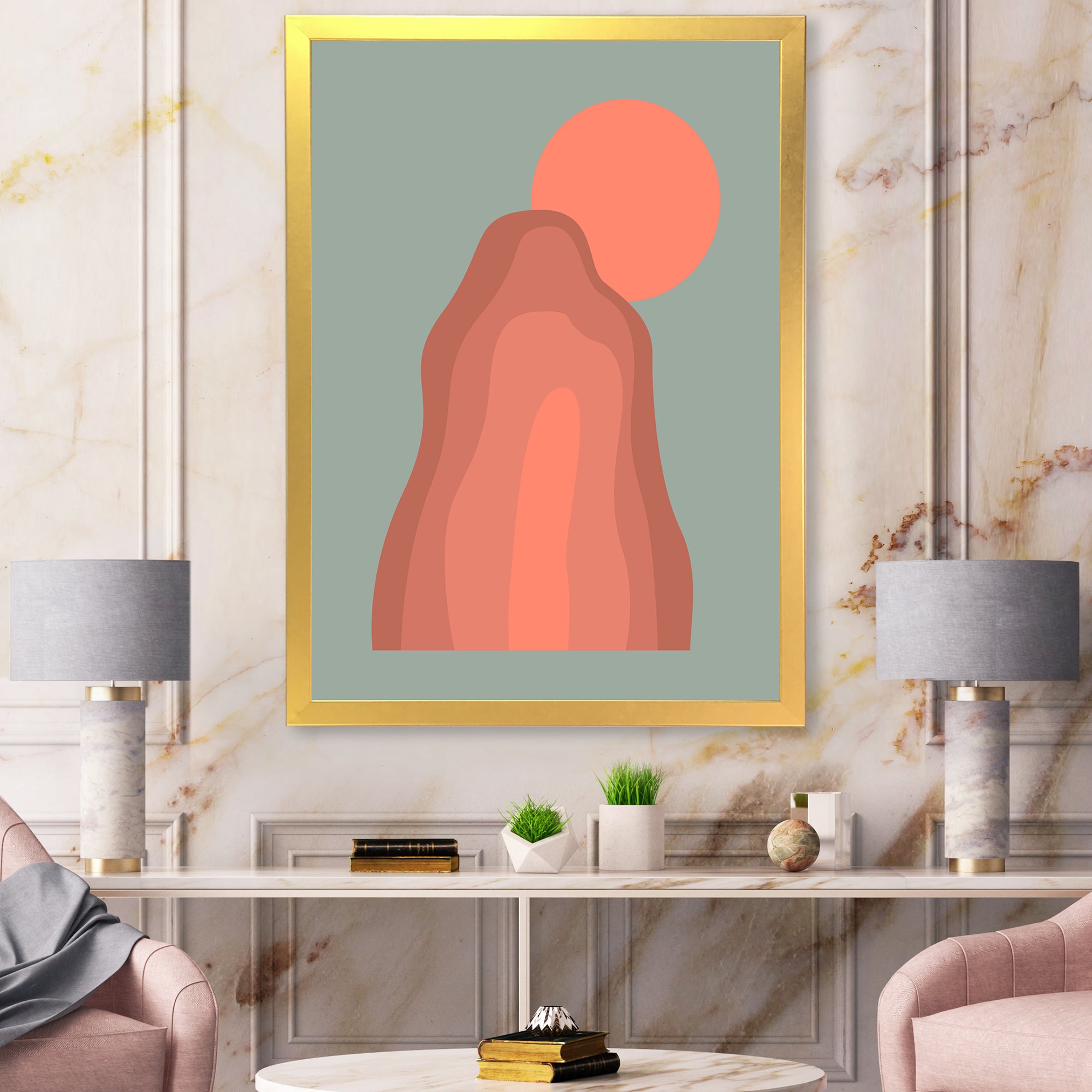 Pink Sunset Mountain Landscape