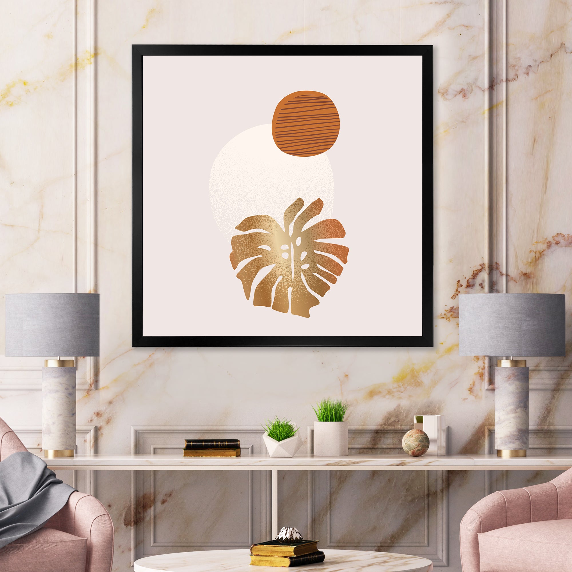 Tropical Palm Leaf & Abstract Geometry Shapes II