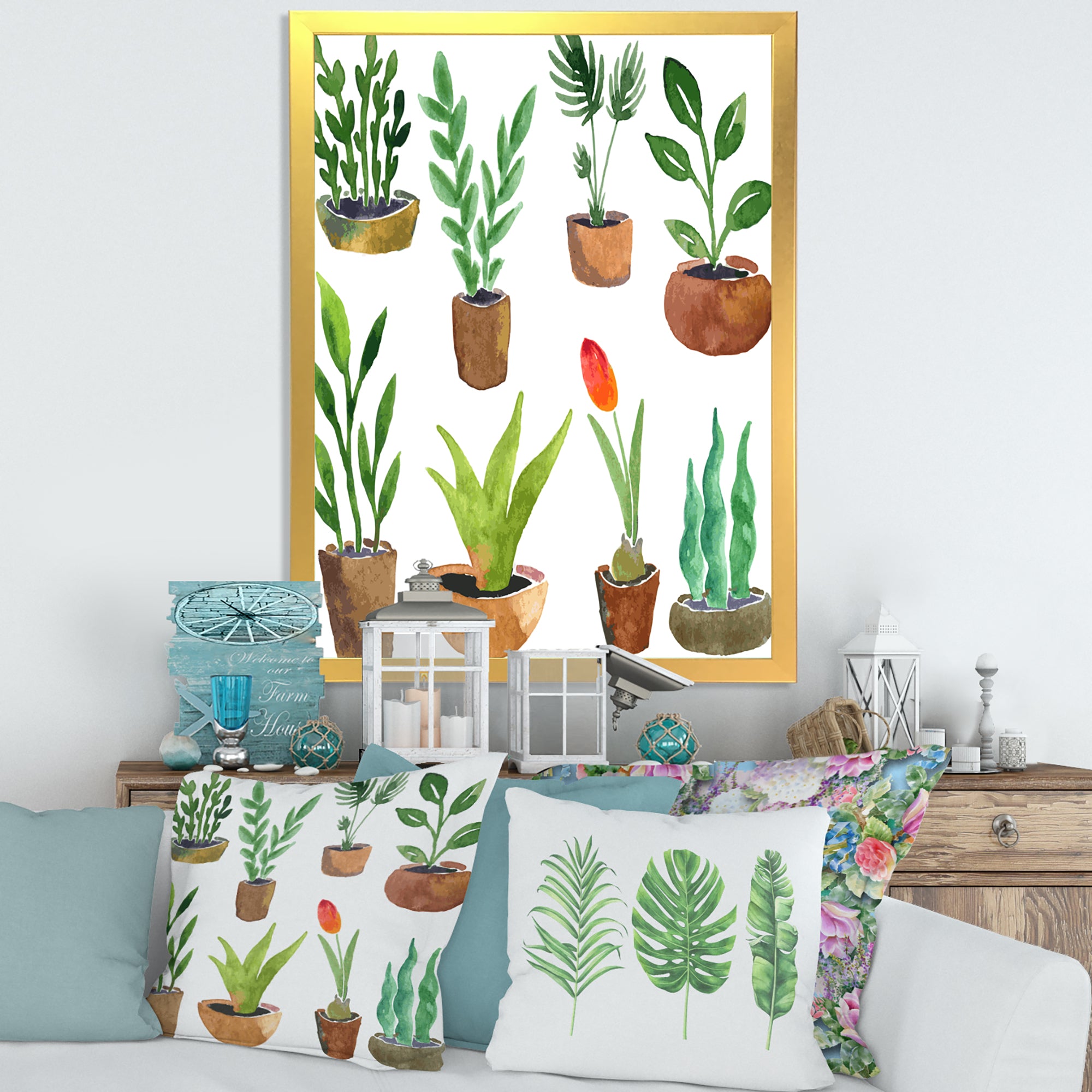 Eight Potted House Plants