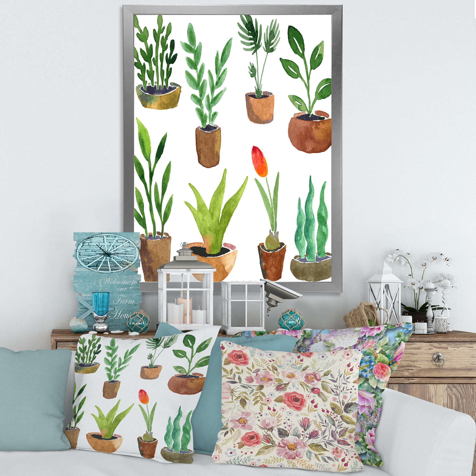 Eight Potted House Plants