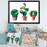 Three Cactus In Clay Pots