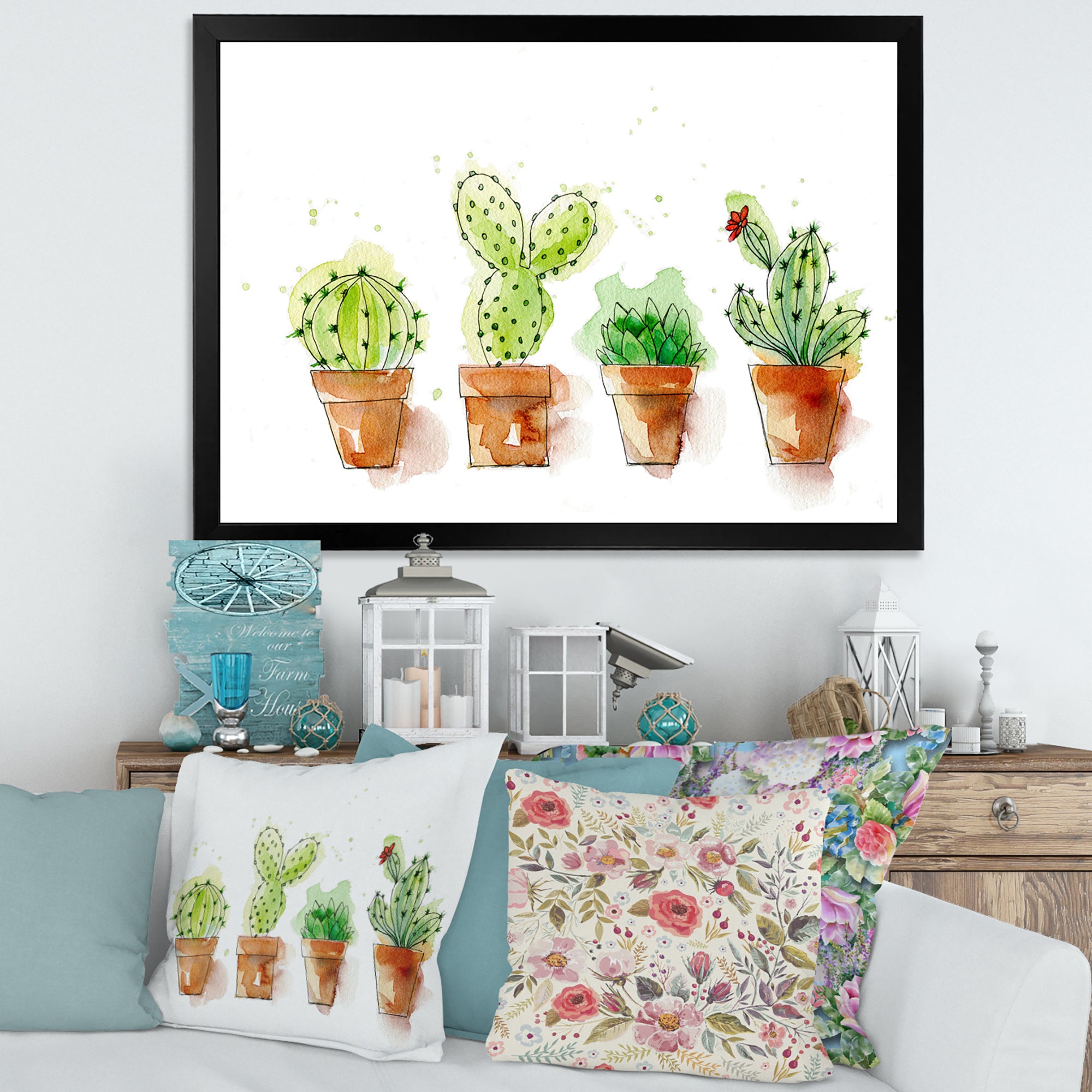 Cacti In Ceramic Pots In Gentle Tones I