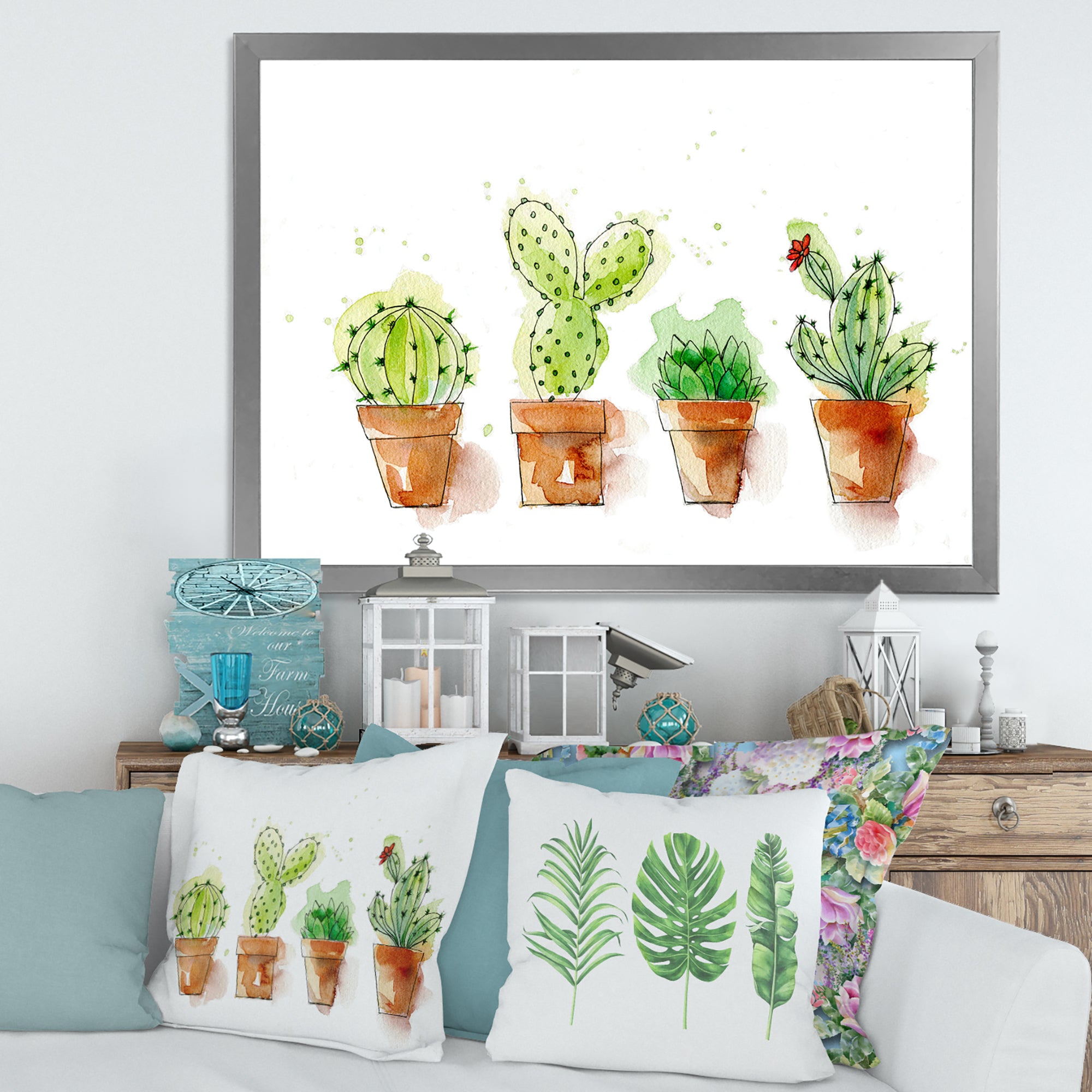 Cacti In Ceramic Pots In Gentle Tones I