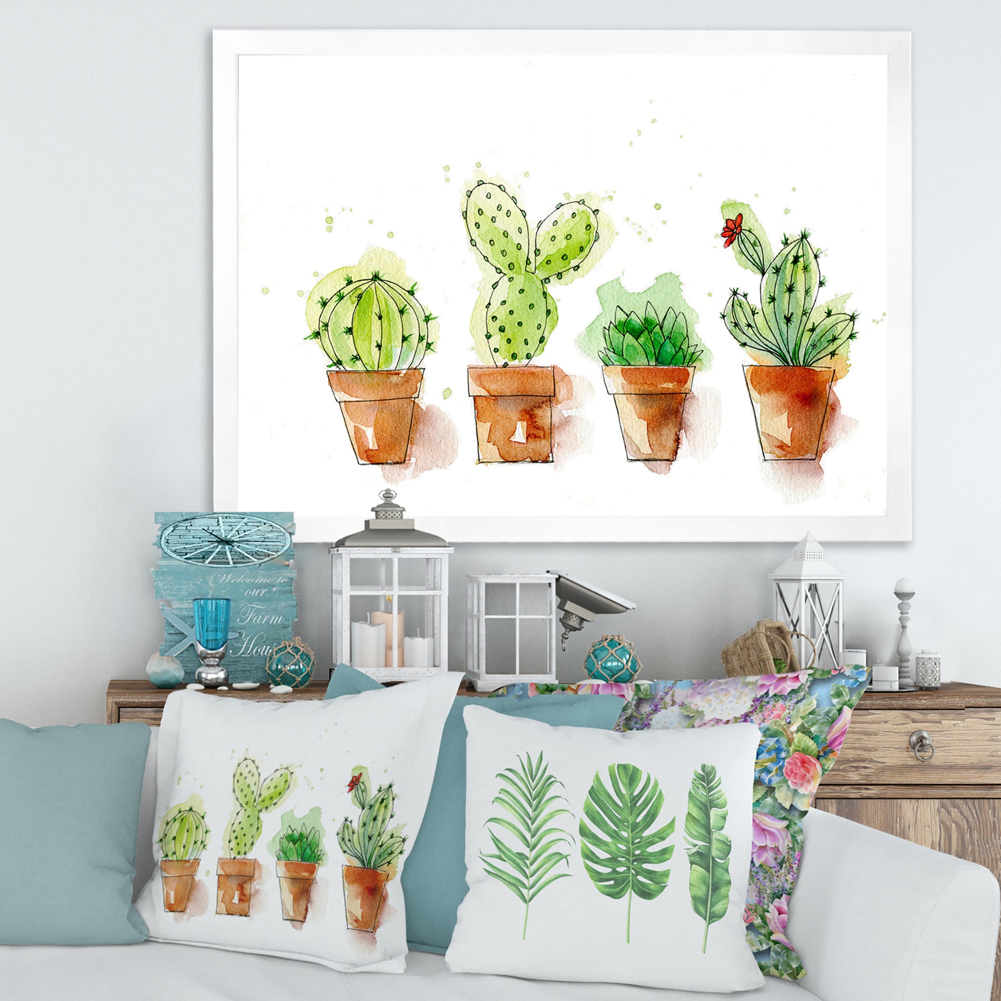 Cacti In Ceramic Pots In Gentle Tones I