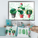 Three Cacti In Clay Pots