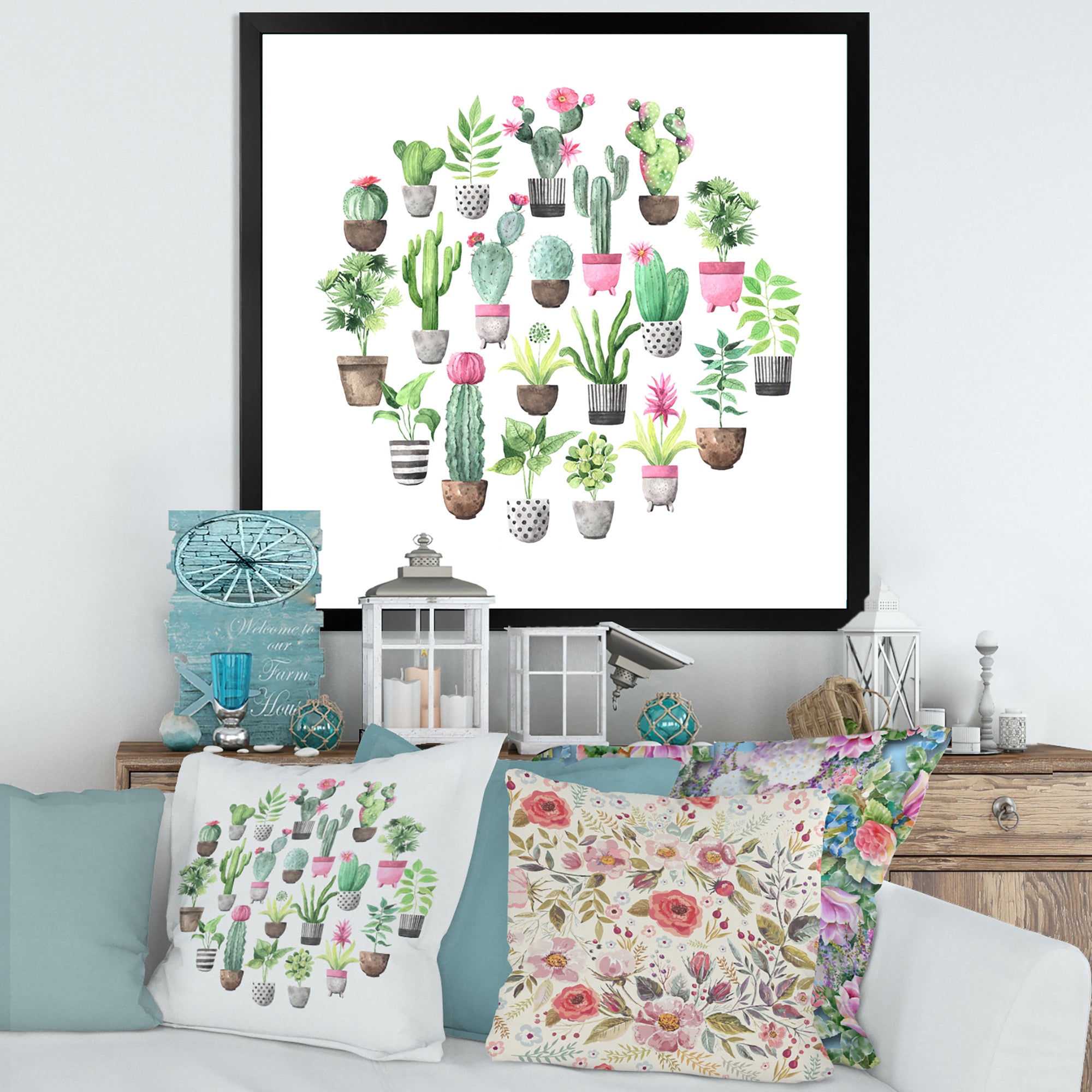 Cacti In Ceramic Pots In Gentle Tones II