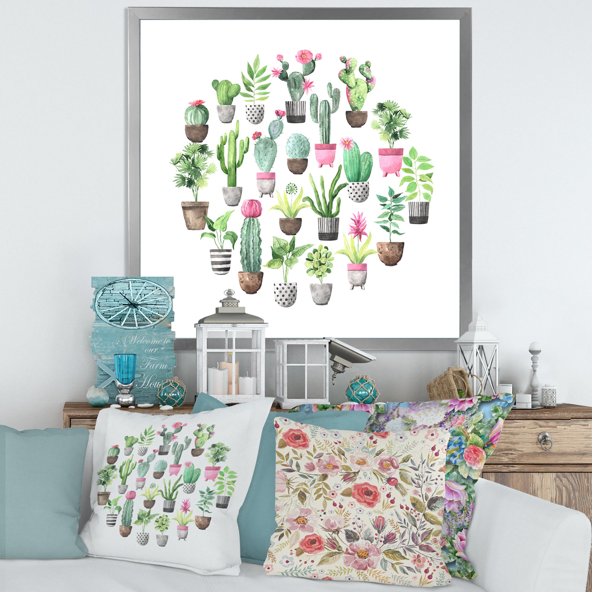 Cacti In Ceramic Pots In Gentle Tones II