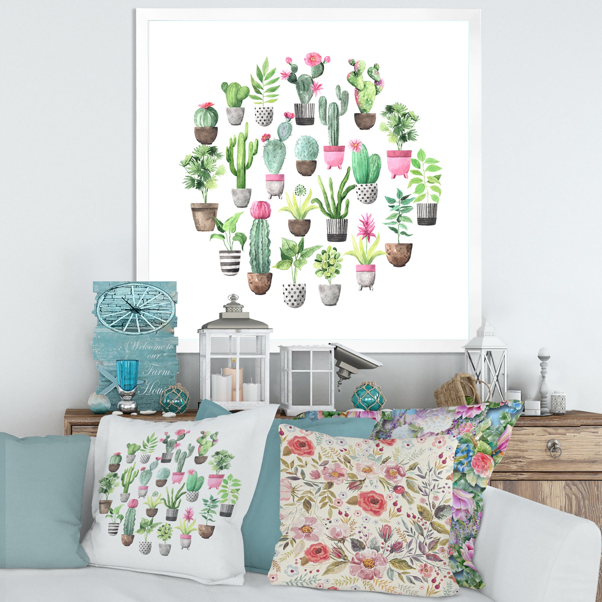 Cacti In Ceramic Pots In Gentle Tones II