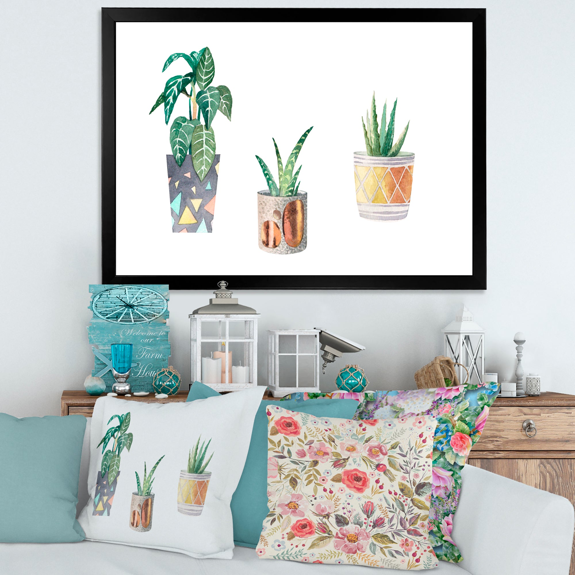 Three Potted Houseplants
