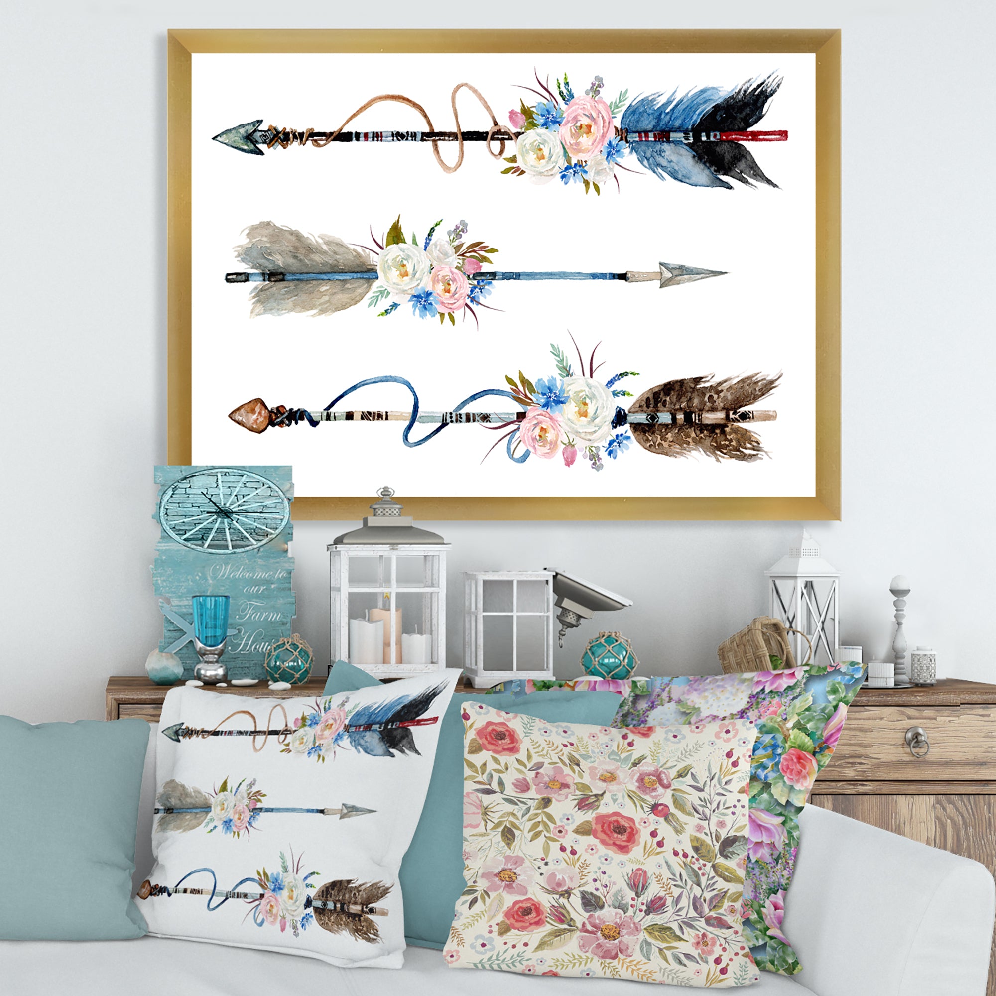 Ethnic Feathers and Flowers On Native Arrows I