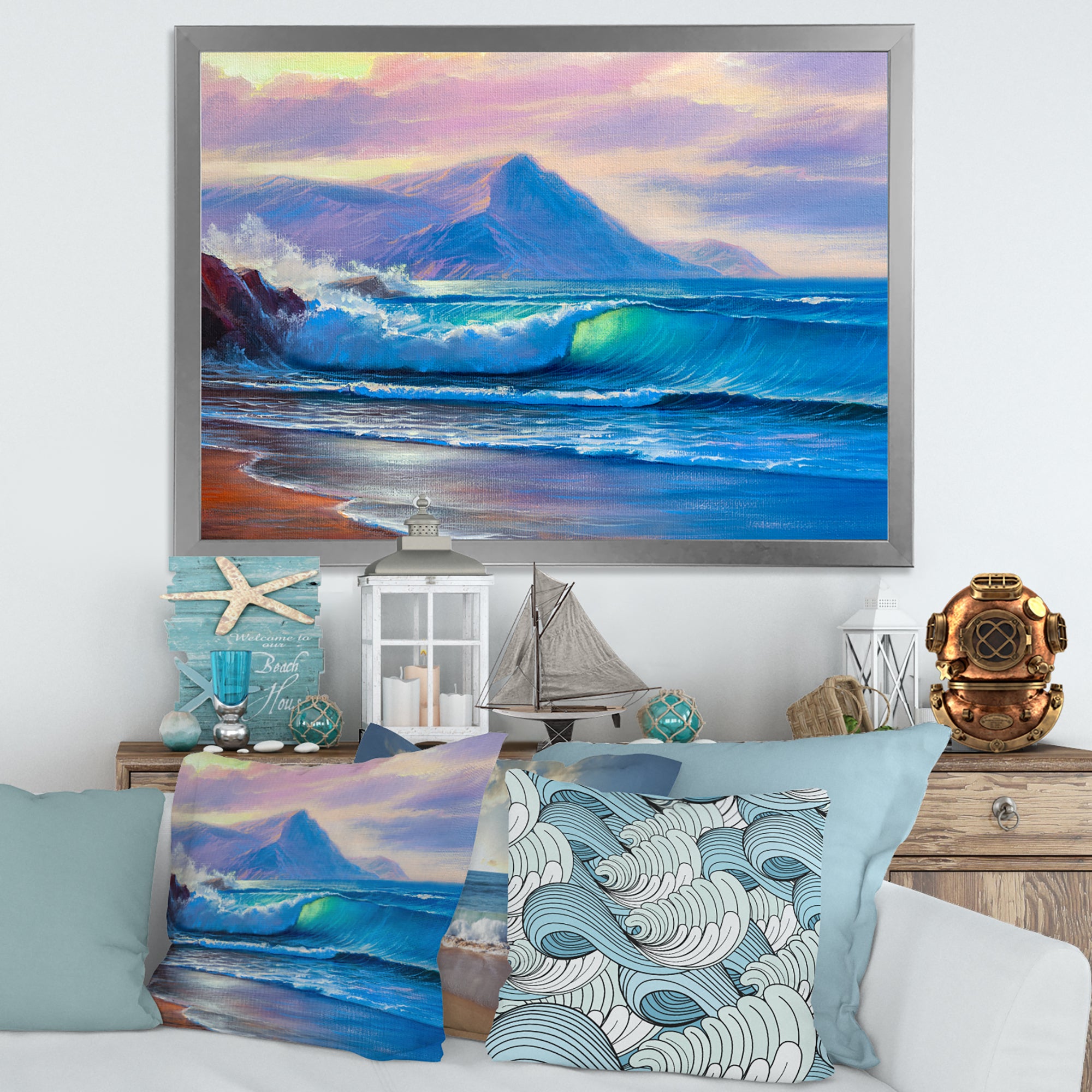 Blue Waves Breaking At The Beach I