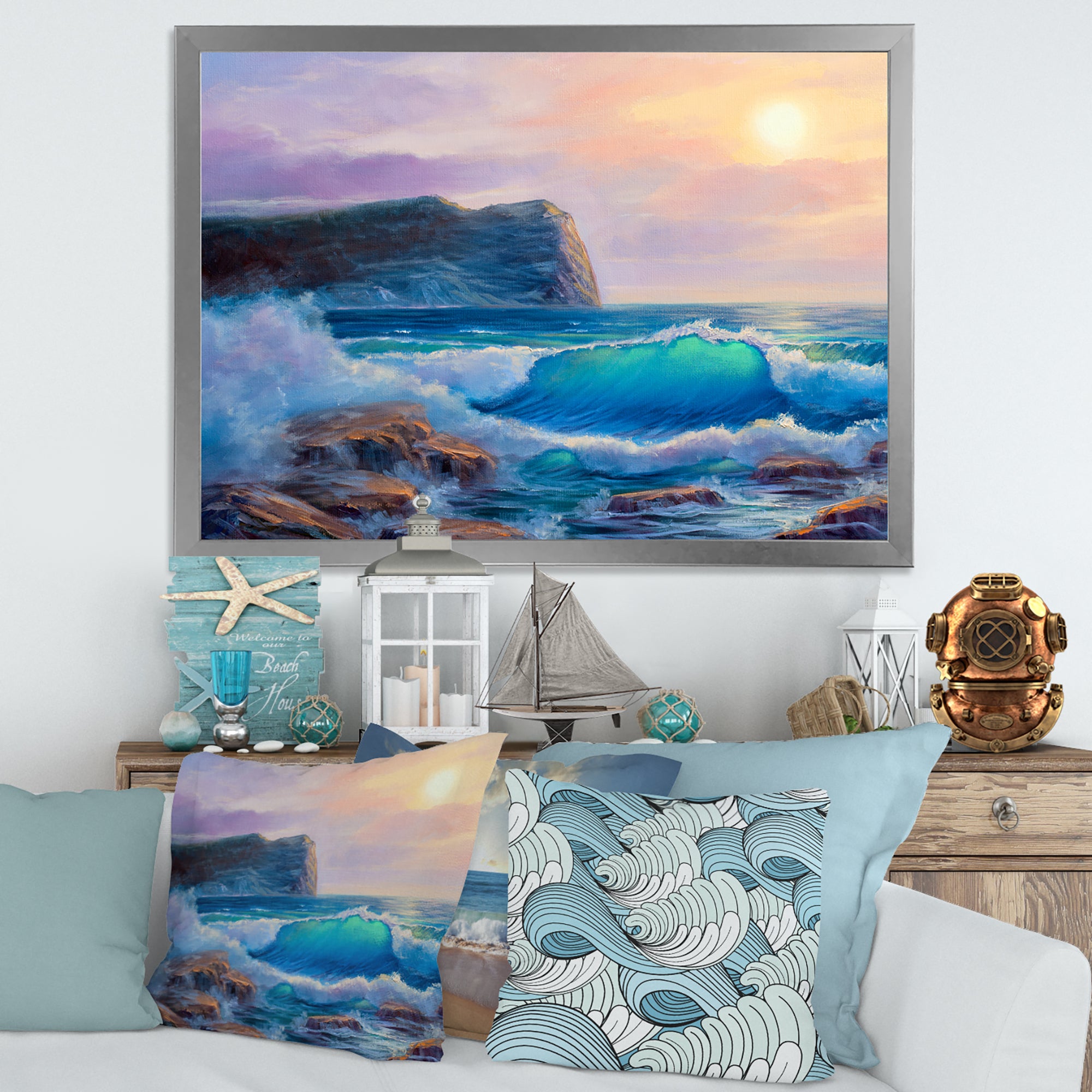 Blue Waves Breaking At The Beach III