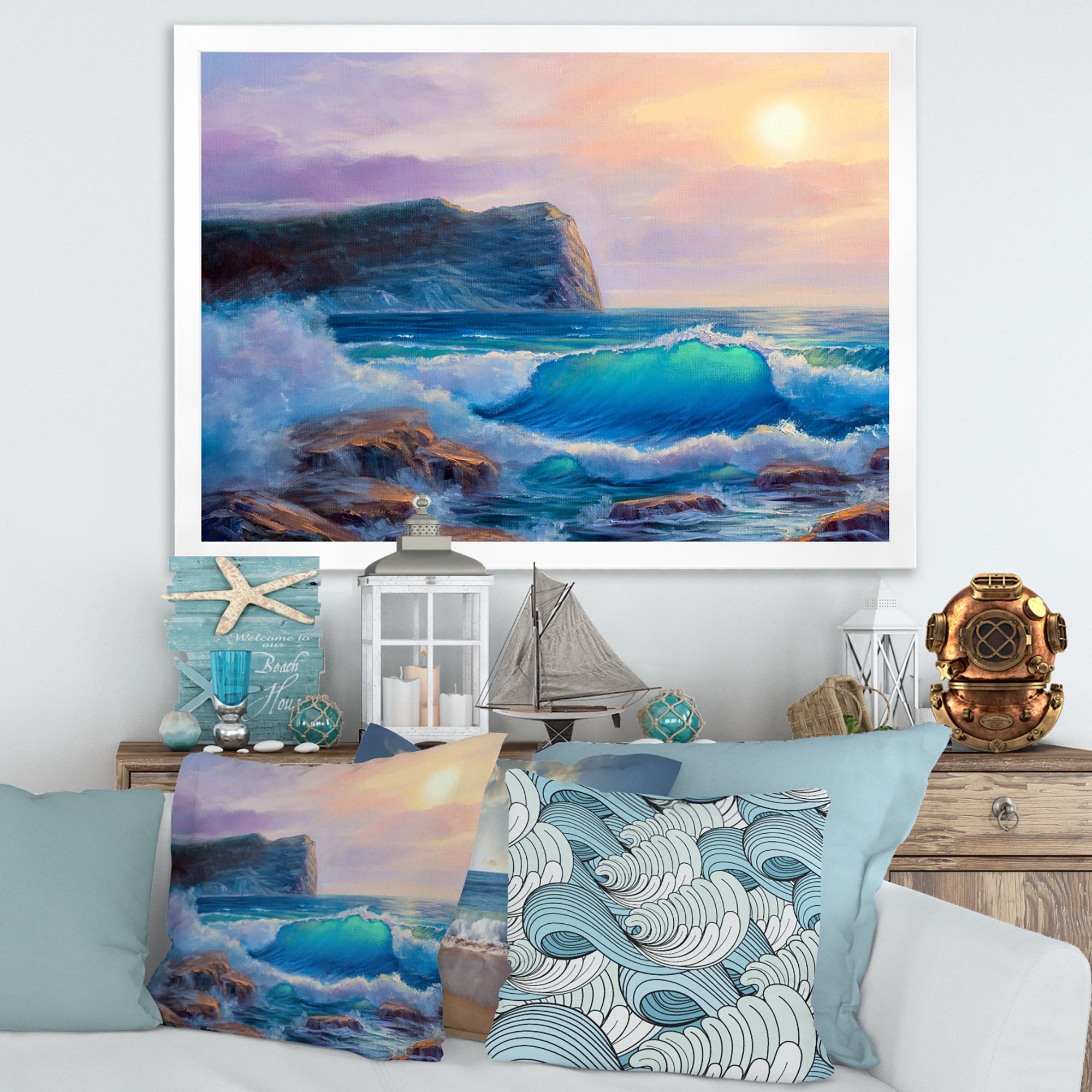 Blue Waves Breaking At The Beach III