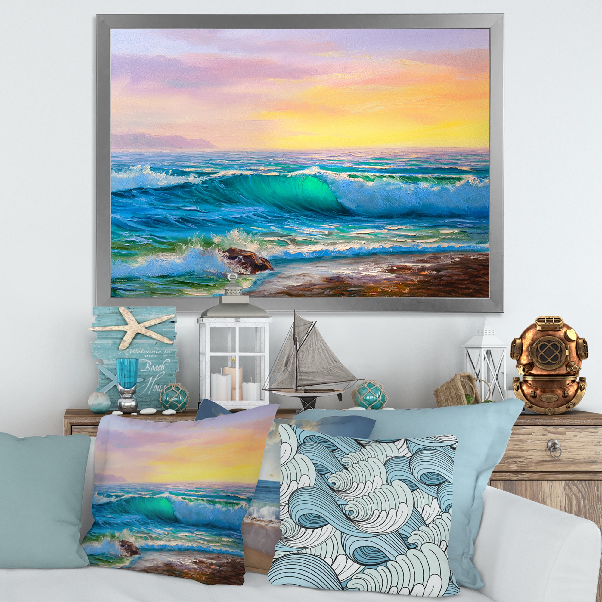 Blue Waves Breaking At The Beach IV