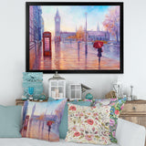 Big Ben and Woman With Red Umbrella In London