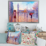 Big Ben and Woman With Red Umbrella In London