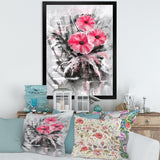 Abstract Red Flowers On Gray