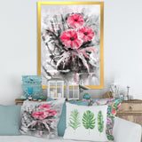 Abstract Red Flowers On Gray