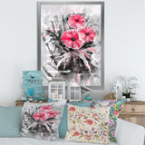 Abstract Red Flowers On Gray