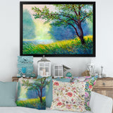 Summer Forest With River and Waterfall