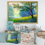 Summer Forest With River and Waterfall