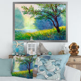 Summer Forest With River and Waterfall