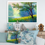 Summer Forest With River and Waterfall