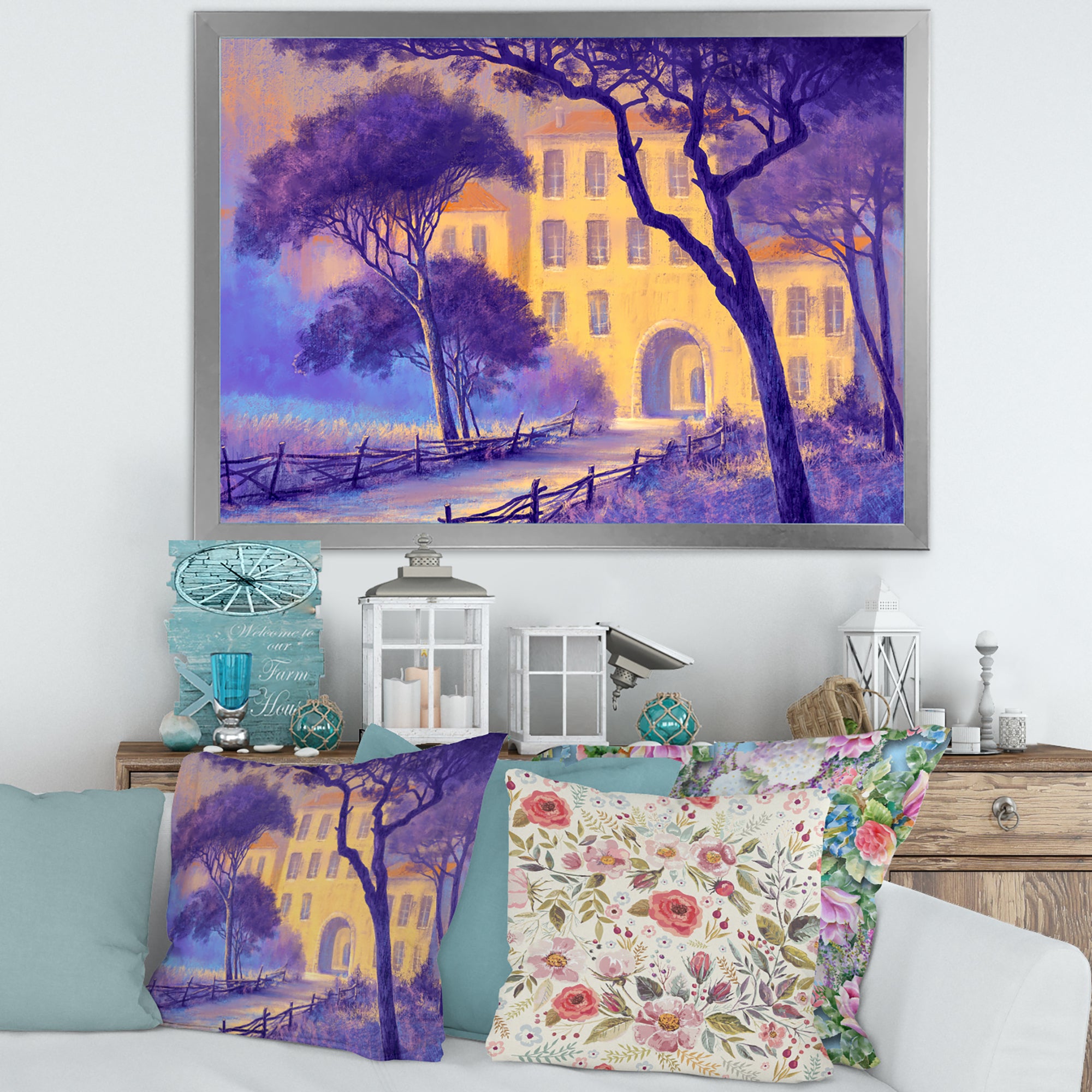 Street Landscape On Footpath & Trees In A City