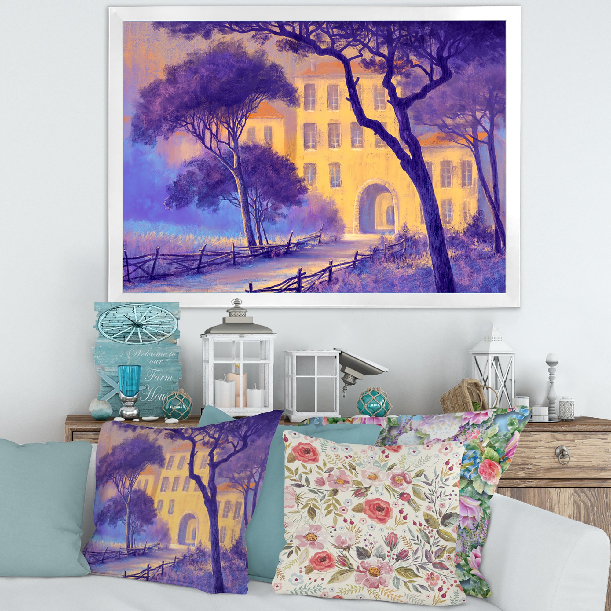 Street Landscape On Footpath & Trees In A City