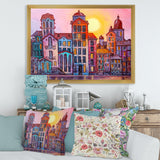 Street Scene In Old Town With Colorful Buildings